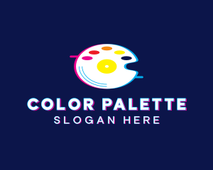 Glitchy Artist Palette Disc logo design