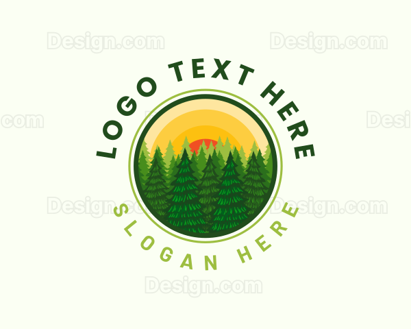 Sunset Pine Tree Outdoor Logo