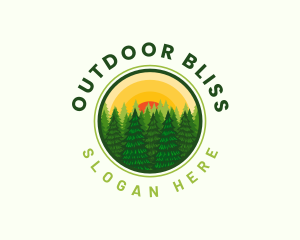 Sunset Pine Tree Outdoor logo design