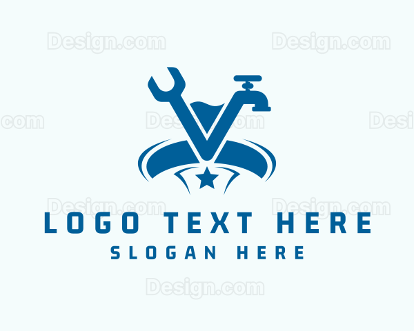 Faucet Plumbing Letter V Logo