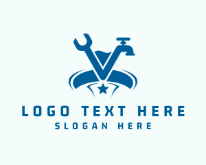 Faucet Plumbing Letter V logo