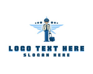 Pilot Man Aviation Travel Logo