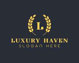 Golden High End Laurel  logo design