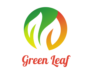 Round Green Orange Leaves logo design