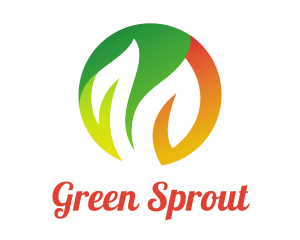 Round Green Orange Leaves logo design