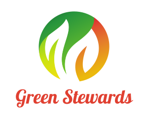 Round Green Orange Leaves logo design