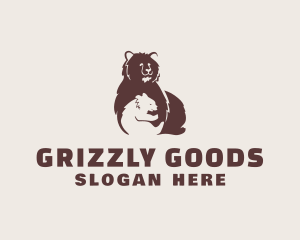 Wildlife Grizzly Bear & Cub logo design