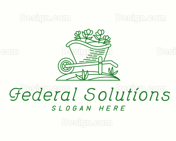 Wheelbarrow Garden Flowers Logo