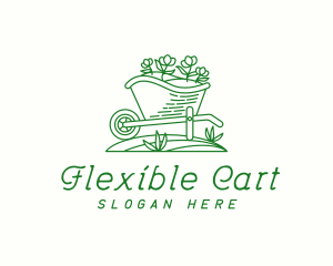 Wheelbarrow Garden Flowers logo design