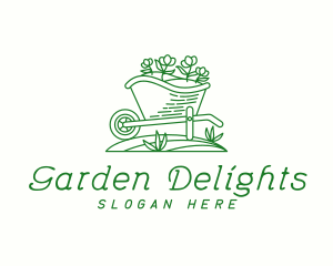 Wheelbarrow Garden Flowers logo design