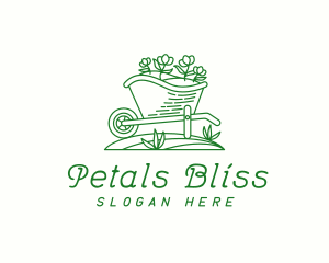 Wheelbarrow Garden Flowers logo design