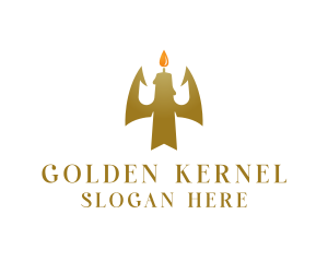 Gold Trident Candle logo design