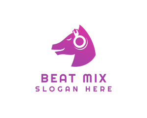 Horse DJ Audio Headphones logo design