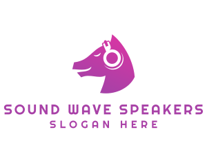 Horse DJ Audio Headphones logo design