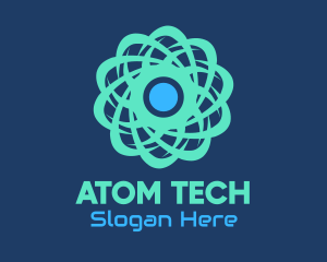 Green Nuclear Atom logo design