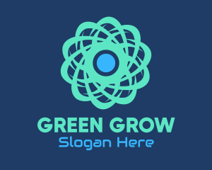 Green Nuclear Atom logo design