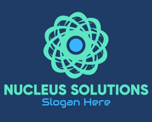 Green Nuclear Atom logo design