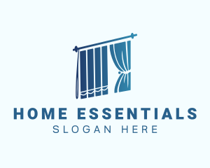 Blue Home Decor Curtain logo design