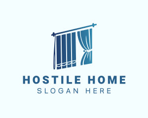 Blue Home Decor Curtain logo design