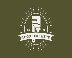 Hipster Banner Plumbing Wrench logo