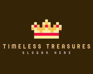 Pixelated Royal Crown logo design