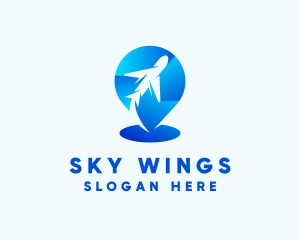 Air Transport Location Pin logo design