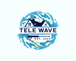 Wave Pressure Wash Cleaning logo design