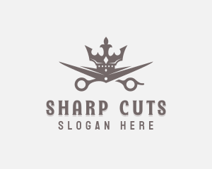 Crown Scissors Barber logo design