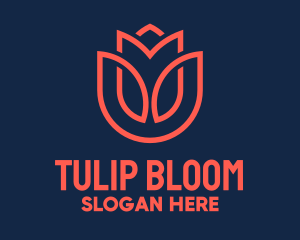 Red Tulip Monoline Badge logo design