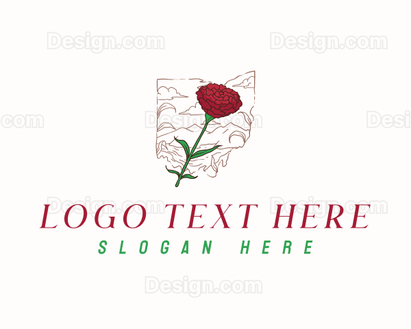 Ohio Scarlet Carnation Flower Logo