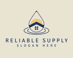 Minimalist Home Water Supply logo design