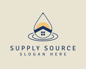 Minimalist Home Water Supply logo design