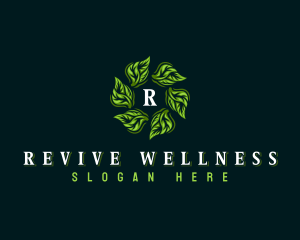 Wellness Leaf Waves logo design