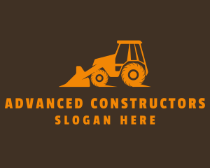 Orange Front Loader Construction logo design