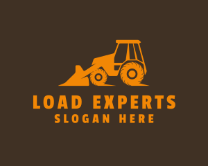 Orange Front Loader Construction logo design