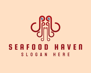 Octopus Seafood Tentacle logo design