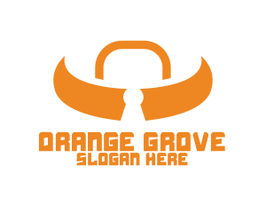Orange Bull Lock logo design