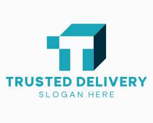 Delivery Box Letter T logo design