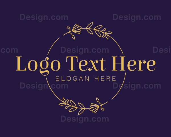 Golden Floral Wreath Logo