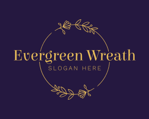 Golden Floral Wreath logo design