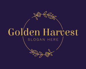 Golden Floral Wreath logo design