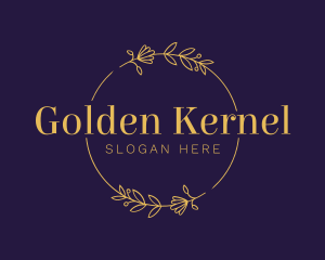 Golden Floral Wreath logo design