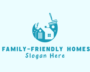 House Residence Paint Roller logo design