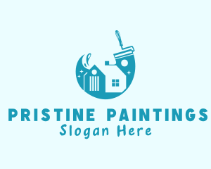 House Residence Paint Roller logo design