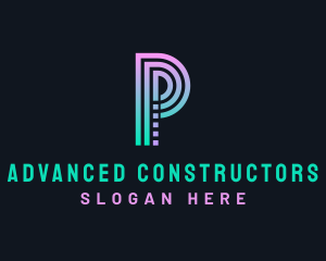 Pixel Technology Letter P logo design