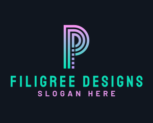 Pixel Technology Letter P logo design