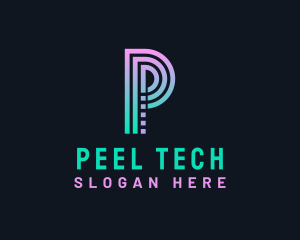 Pixel Technology Letter P logo design