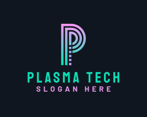 Pixel Technology Letter P logo design