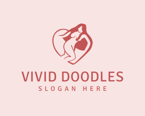 Heart Nude Lady logo design