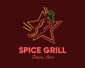 Neon Star Chilli Pepper logo design